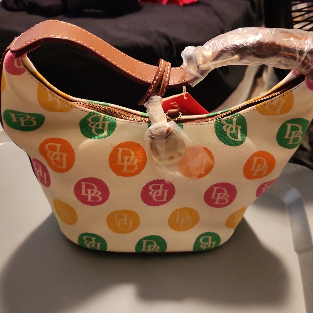 Multi color polka dot dooney & Burke bucket bag